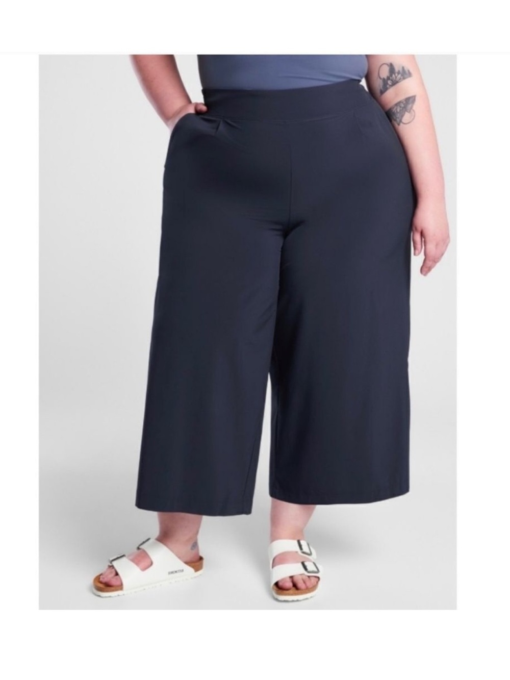 Athleta Brooklyn Wide Leg Crop Pants Black
